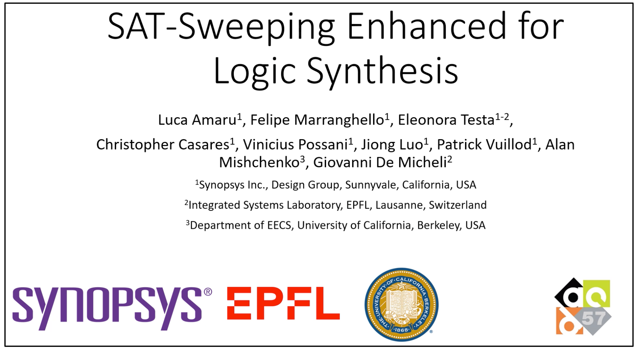 Synopsys Presents SAT-Sweeping Enhancements for Logic Synthesis