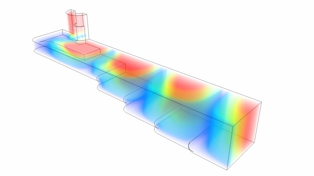 ansys HFSS electric field distribution in coax to waveguide adapter