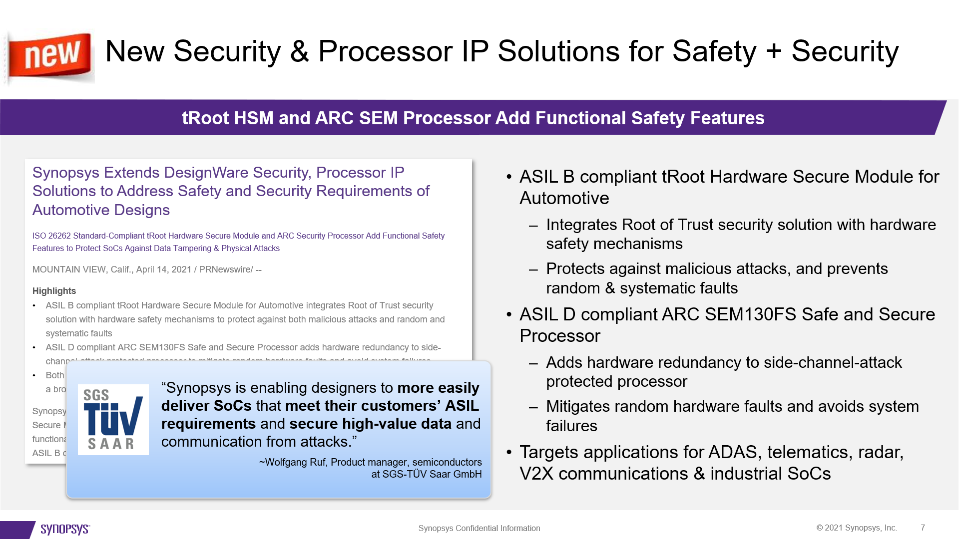 New Security and Processor IP for Auto Safety