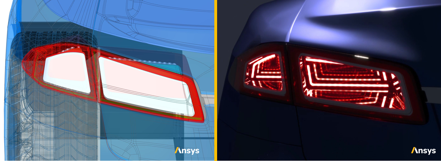 Ansys Speos CAD and Live Preview Rear Lamp view 2
