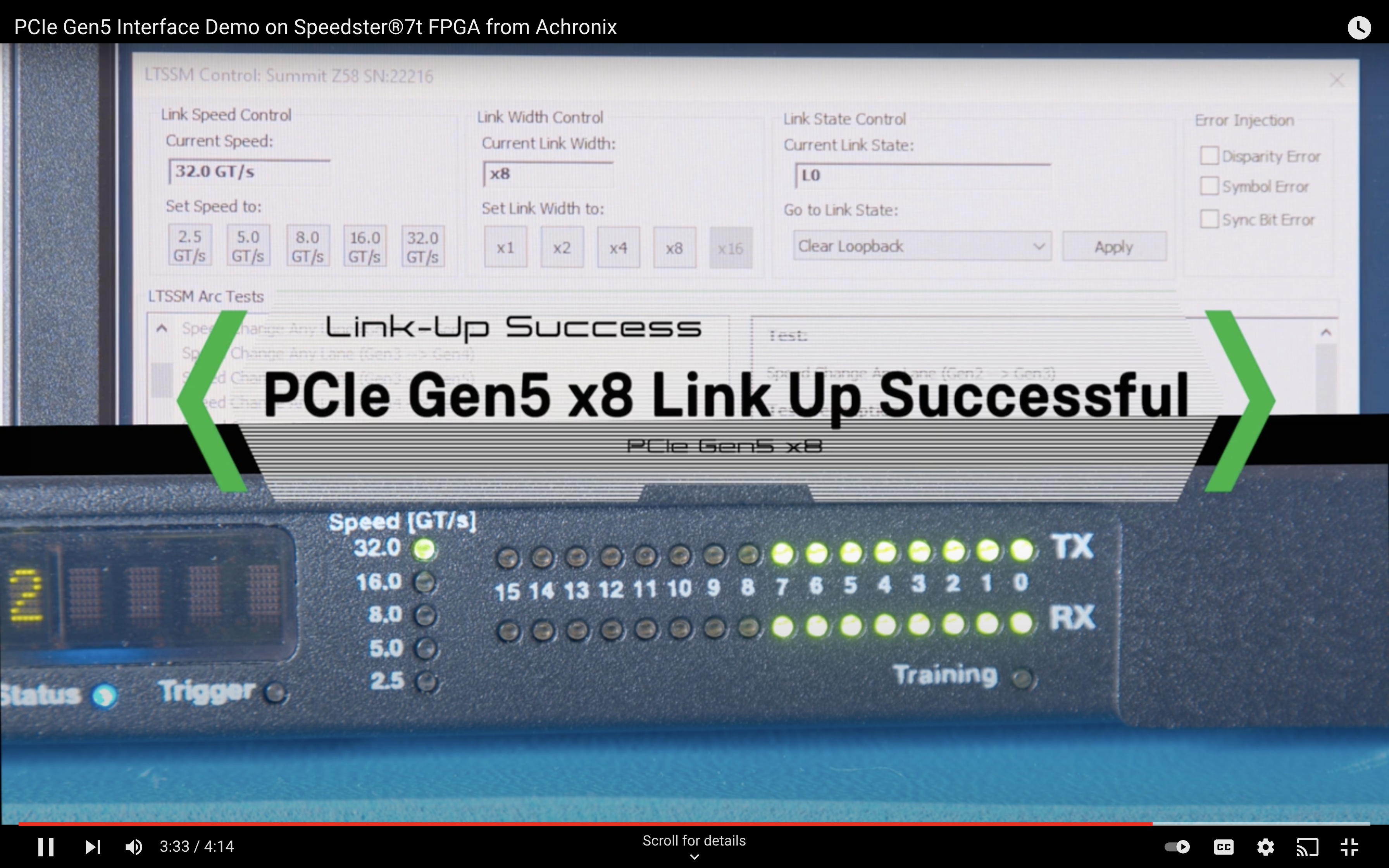 PCIe Gen5 x8 Link Up Successful