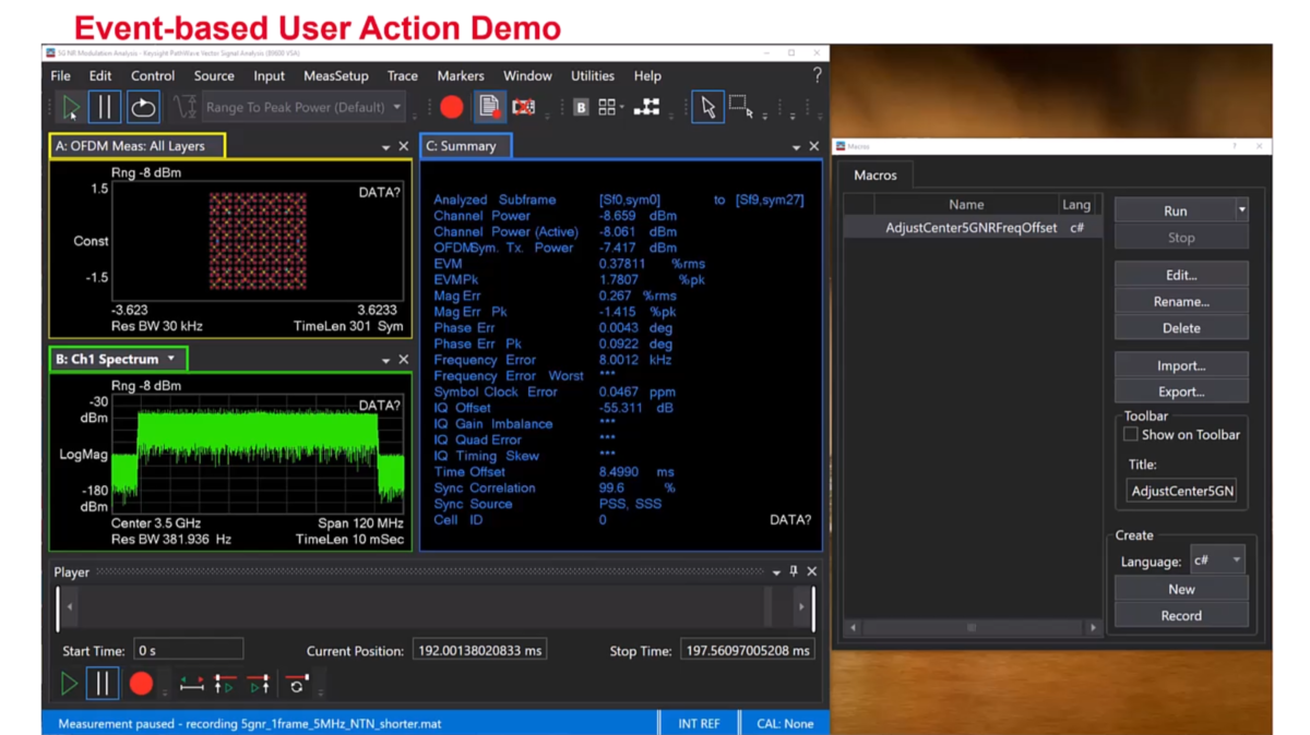 Event-based user actions in Keysight 89600 VSA