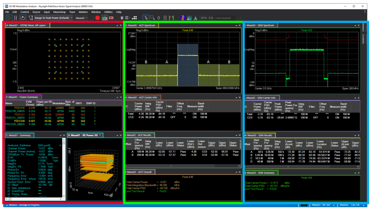 ACP, EVM, and SEM measurements in Keysight 89600 VSA