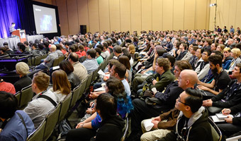 Audience listening to compelling, relevant, and timely content at Game Developers Conference.