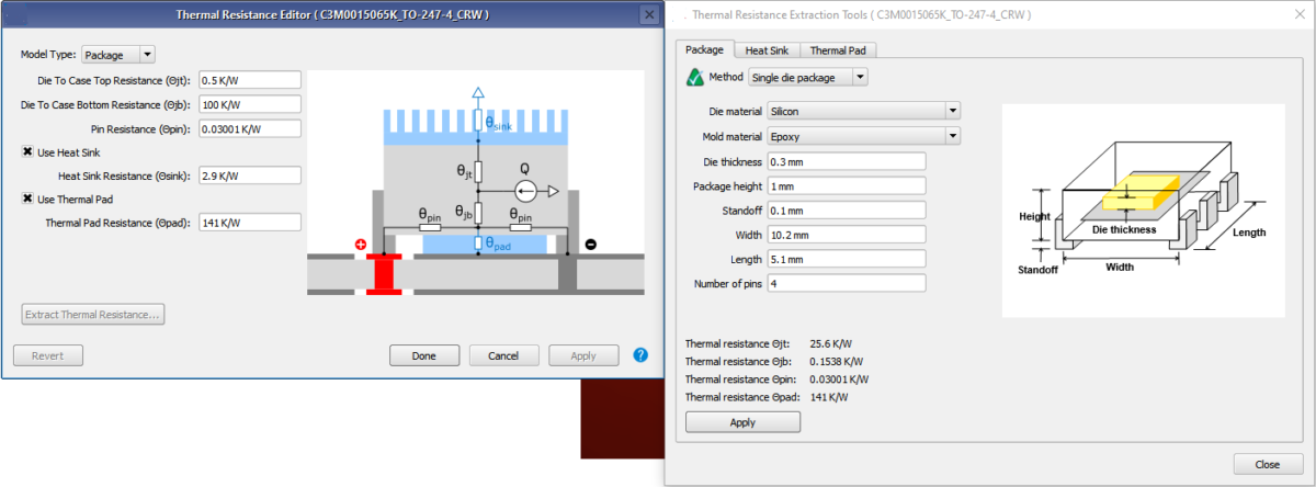 Thermal resistance model and extraction tool in PE-Thermal