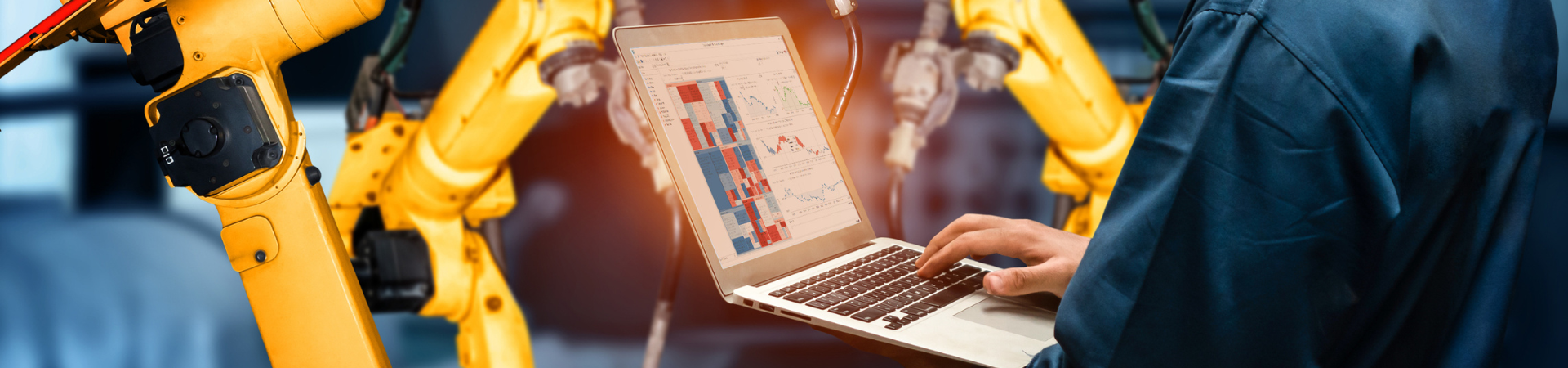 Manufacturing data on laptop screen 