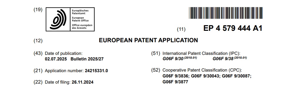 Intel European CPU Patent Application