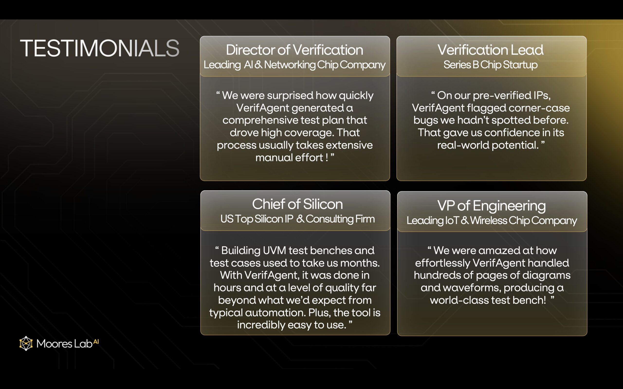 Moores Lab (AI) Customers Testimonials