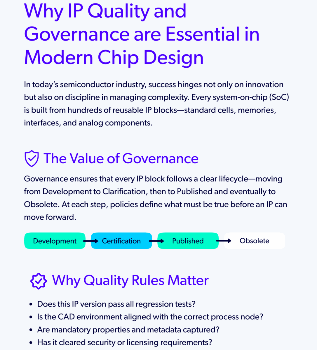 Why IP Quality and Governance are Essential in Modern Chip Design