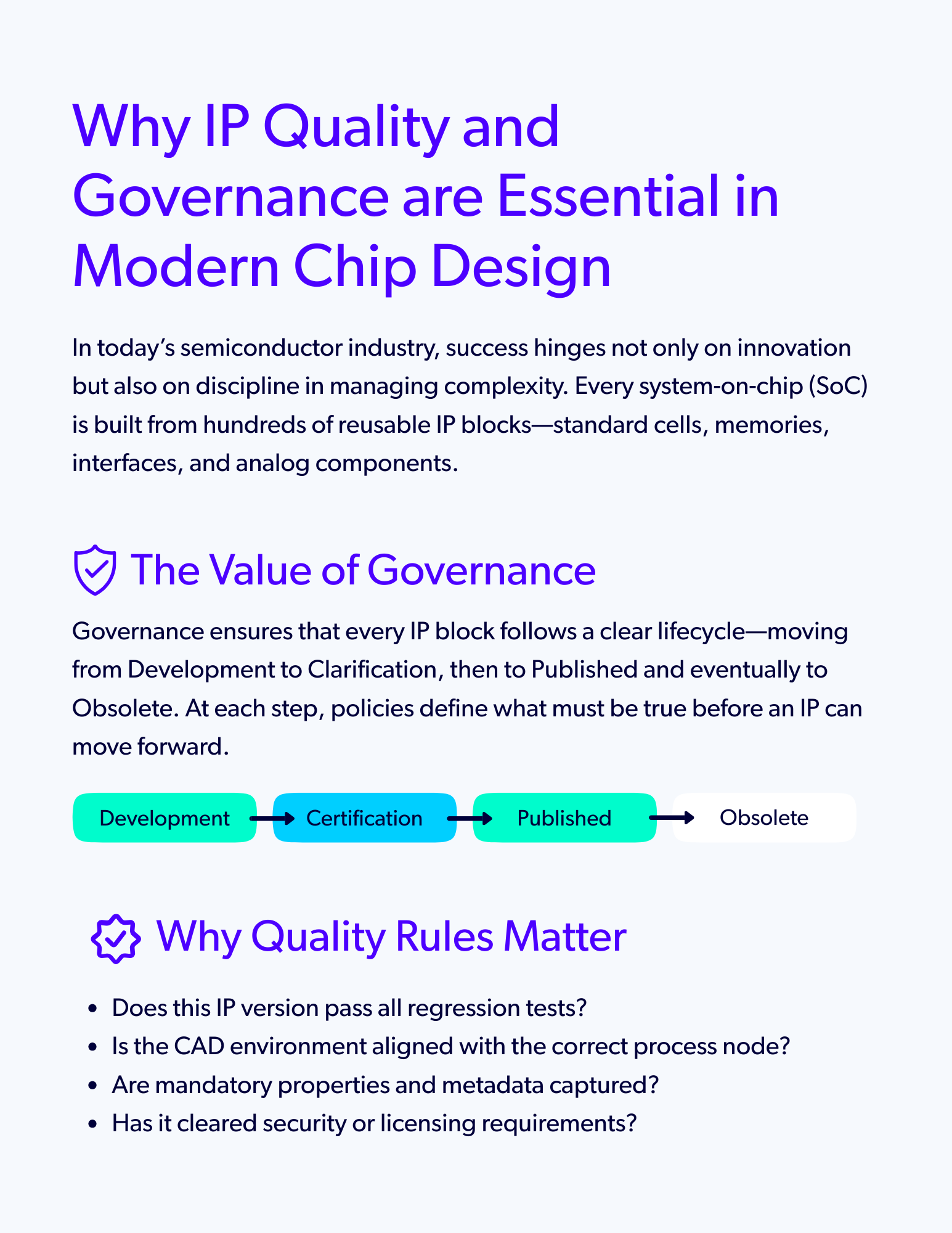 Why IP Quality and Governance are Essential in Modern Chip Design