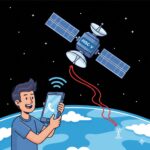 User making a call through a satellite