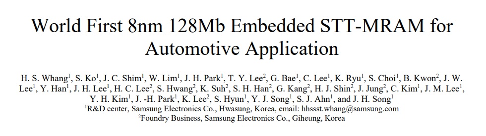 World First 8nm 128Mb Embedded STT MRAM for Automotive World First 8nm 128Mb Embedded STT MRAM for Automotive