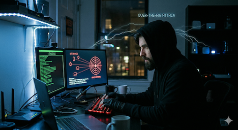 Hacker attacking edge devices