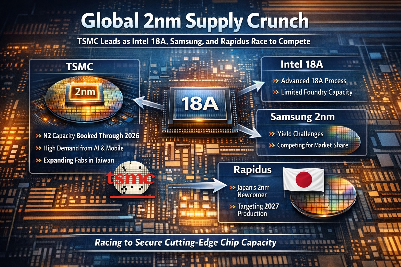 TSMC 2NM Intel 18A Samsung 2nm Rapidus 2nm