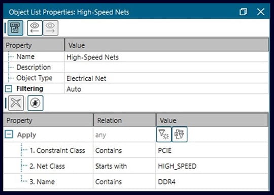 object list properties