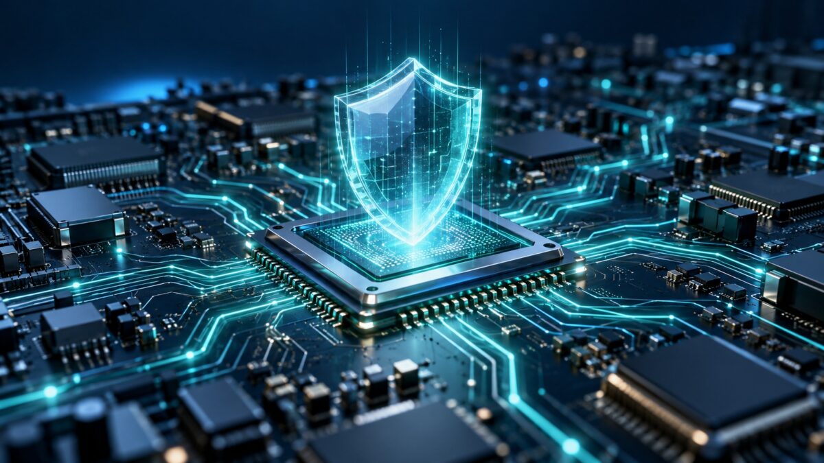 Luminous Shield Over an AI Chip